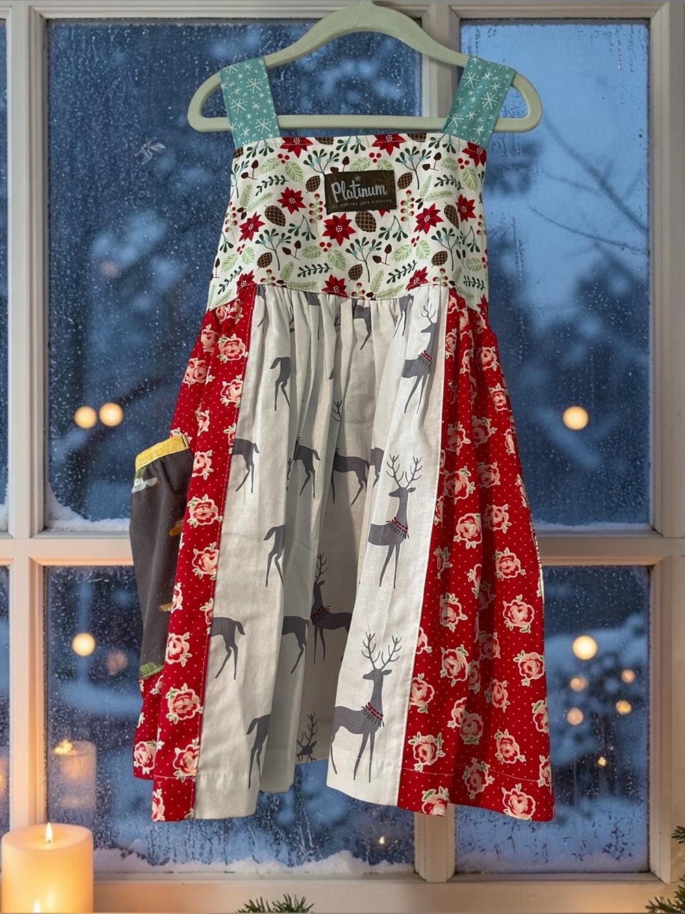 Matilda Jane Platinum Kids Holiday Reindeer Patchwork Dress - Size 8